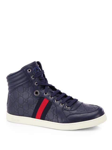 gucci high top sneakers blue|luxury high top sneakers men.